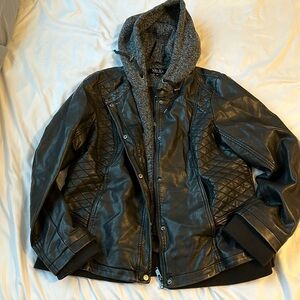 Black Leather Jacket Dual Layer Size XL